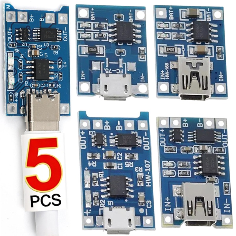 Li Ion Charger Module - 5V 3A Micro/Type-c/Mini 18650 TP4056 Lithiumbatterijlader