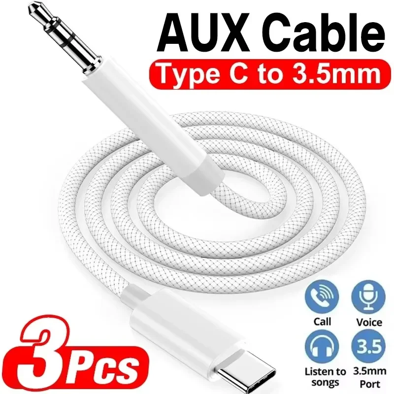 Usb C Cable - USB-C naar 3,5 mm mannelijke AUX-audiokabel,